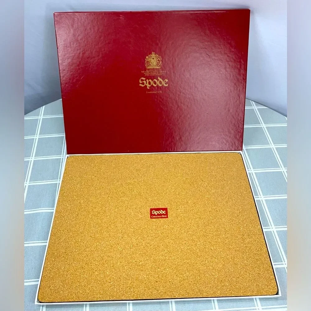 Spode Christmas Rose Large Acrylic Finish Corkboard Back Placemats Box Set of 4